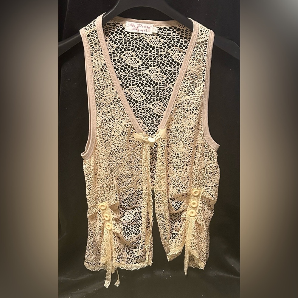 Crochet Lace Vest with Button Details